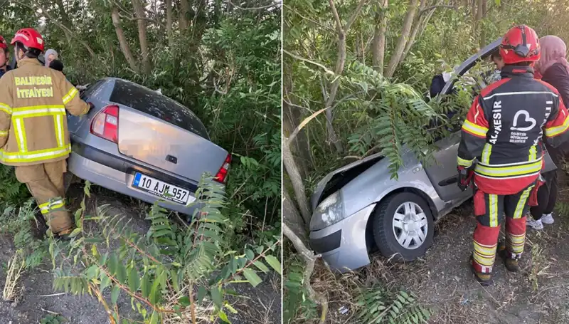 Balıkesir'de Trafik Kazası: Otomobil Şarampole Yuvarlandı, İki Yaralı